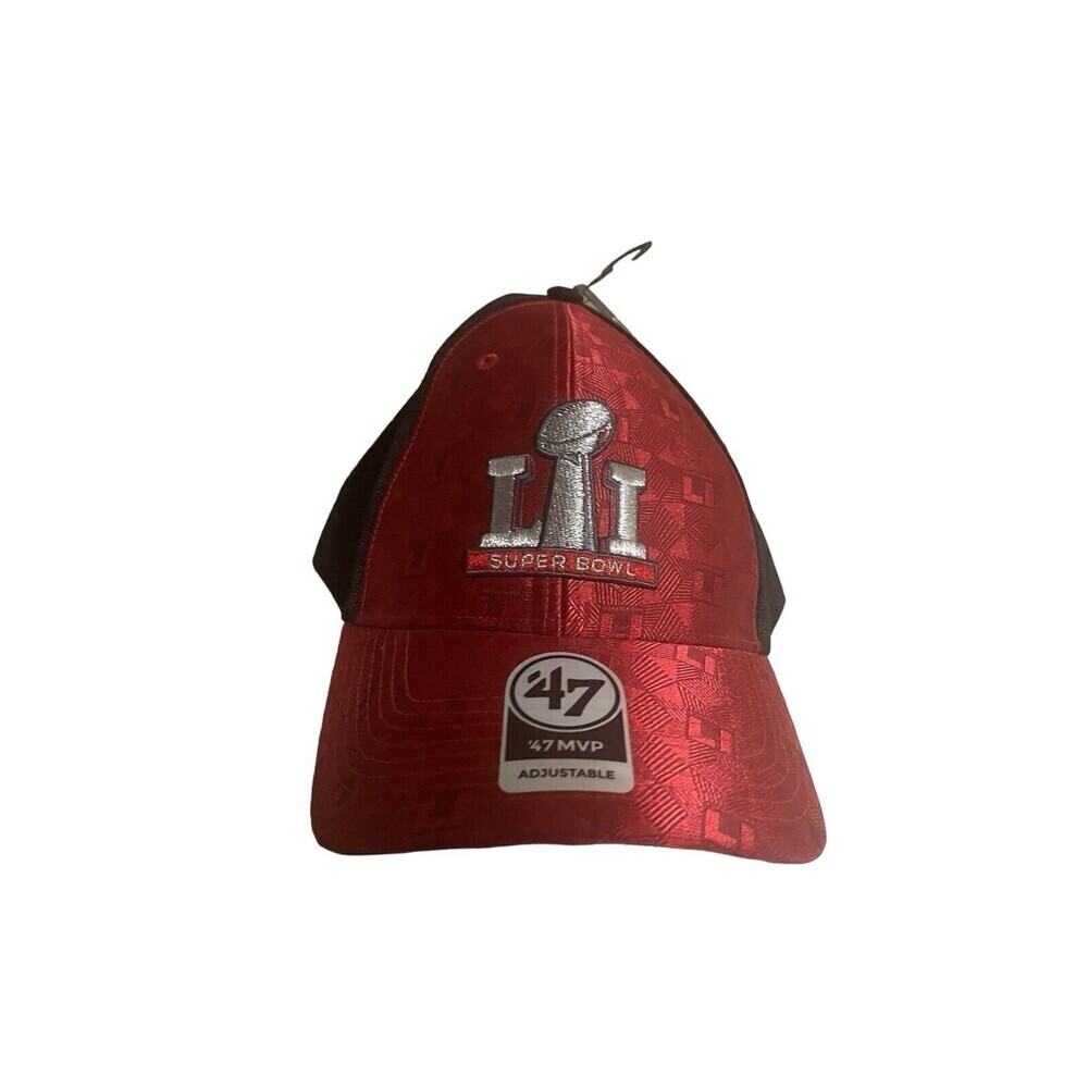 NEW ’47 Brand MVP SUPERBOWL LI Metallic Red Black Cap NFL Adjustable Starp Hat